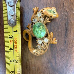 1960s Lizard Brooch Pin w/ stones (some missing) Unbranded